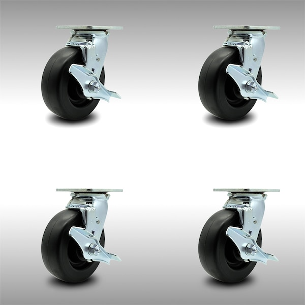 6 Inch SS Polyolefin Swivel Caster Set with Roller Bearings and Brakes SCC